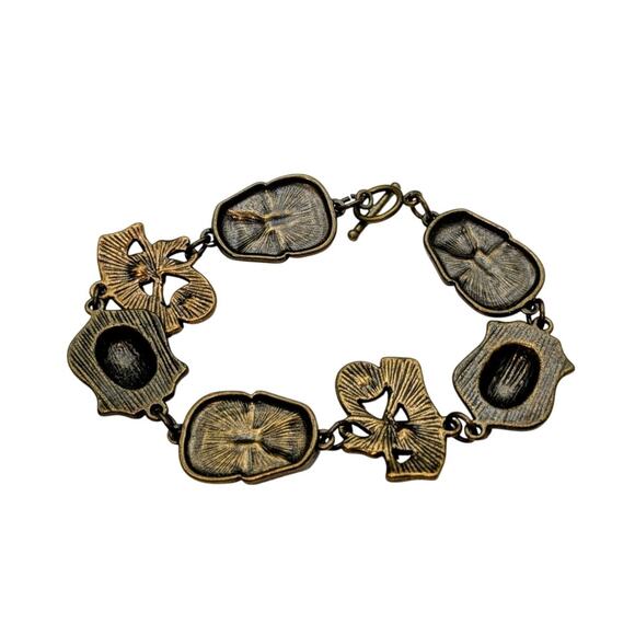 Egyptian Scarab King Tut Bronze Metal Prosperity Toggle Clasp Bracelet - Picture 2 of 5